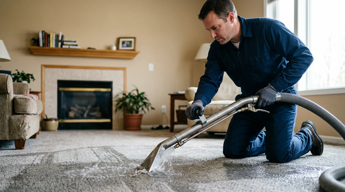 Water damage restoration technician working near Overbrook, KS